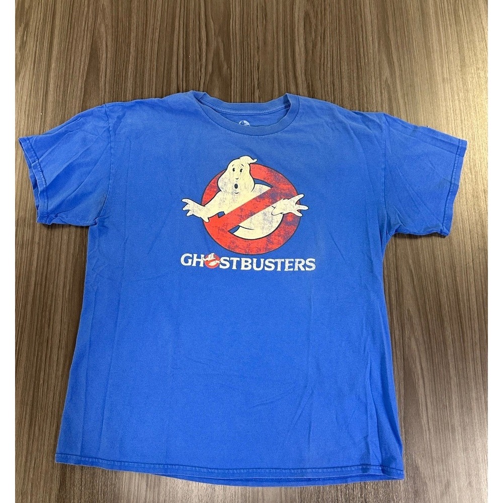 Ghostbusters Distressed Logo Men's Royal Blue T-Shirt Size Large